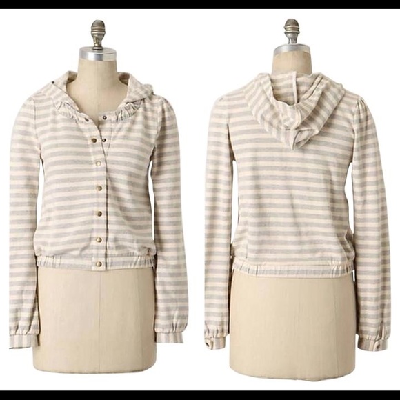 Anthropologie ‘Linear Edit’ Stripe Button Hoodie - Picture 6 of 7